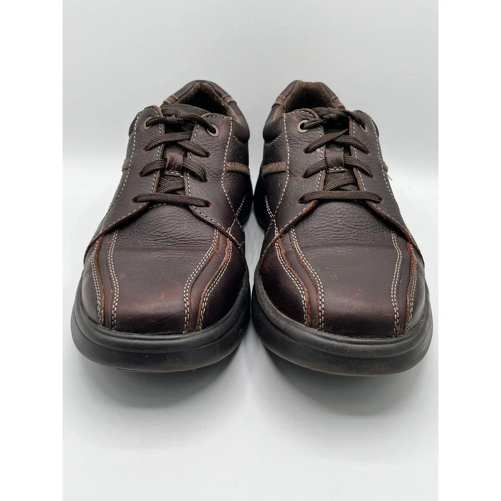 Clarks Collection Extreme Comfort Men Sz 10M Brown Leather Bicycle Toe Shoes